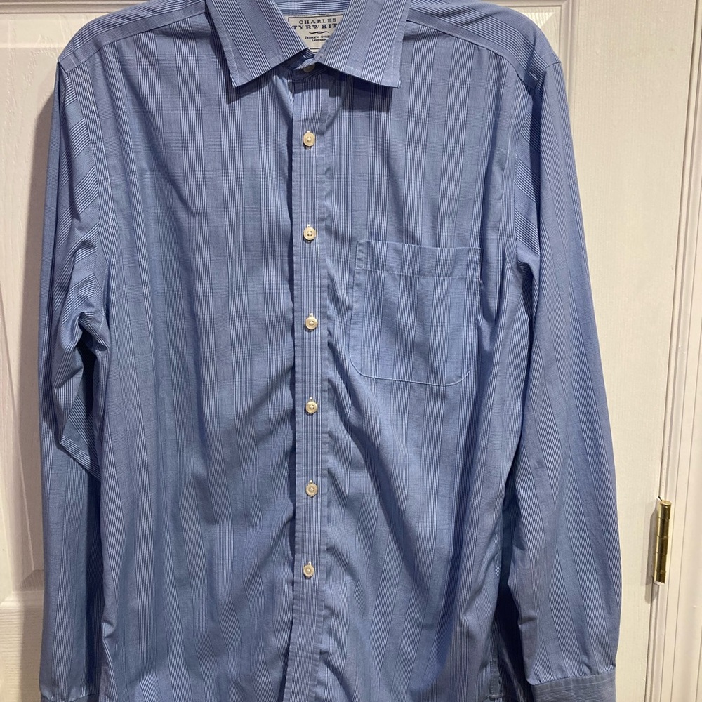 Charles Tyrwhitt Blue Dress Shirt with Pointed Collar